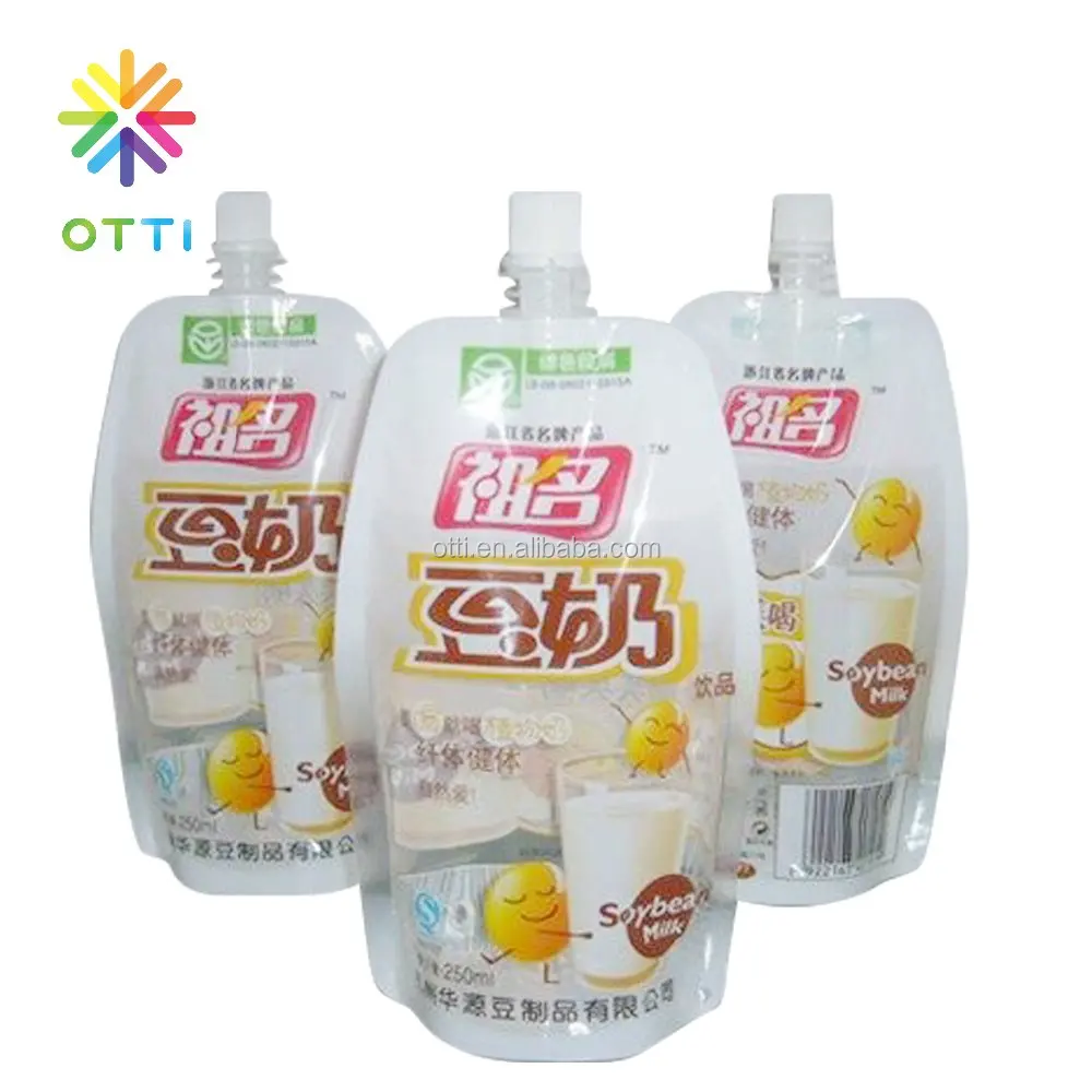 
plastic water pouch Milk/ soy milk packaging plastic bag spout pouch 