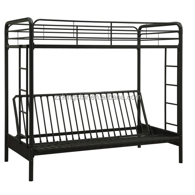 
Wholesale black twin over futon metal folding bunk bed childproof mechanism sofa bunk bed 