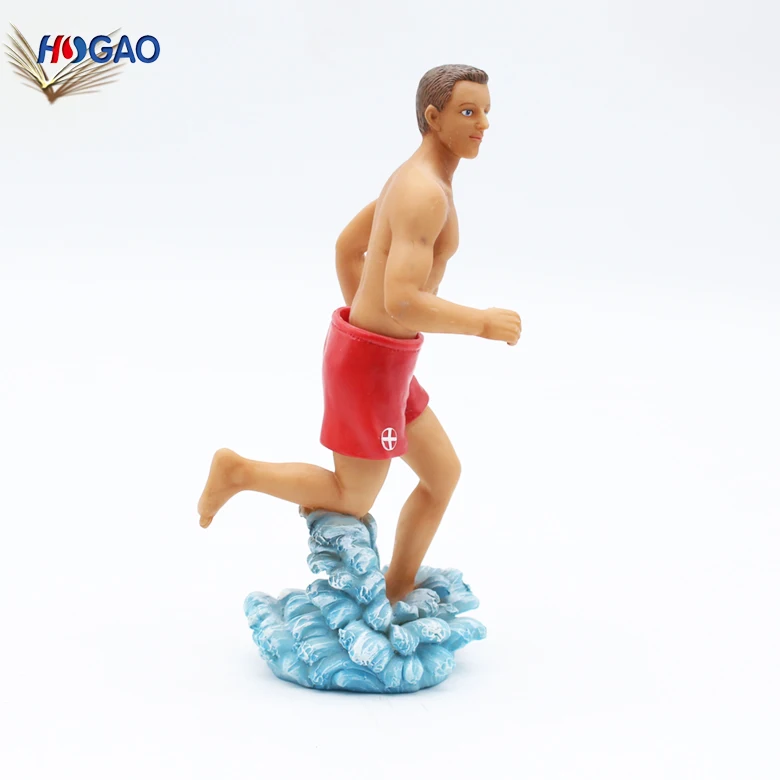 Solar Surfer Polyresin Bobble Head Summer Lifeguard Surf Board Red Shorts Beach Babe Waist Bobble Toy