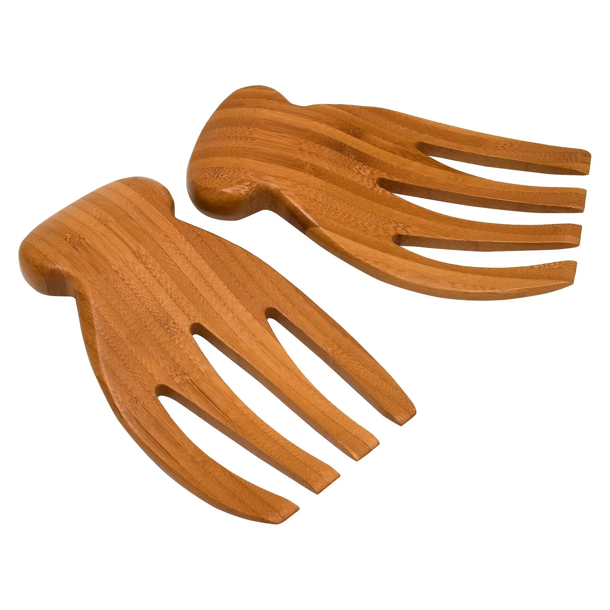 
Eco-friendly wholesale reusable 100% organic bamboo salad claw servers tool hands for kitchen 
