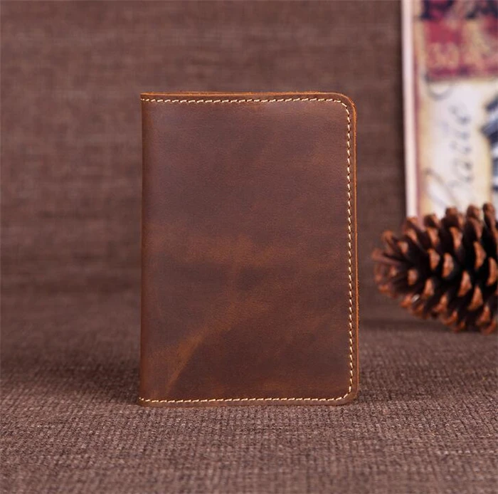 Hot Sale Crazy Horse Leather Passport Holder Man Wallet