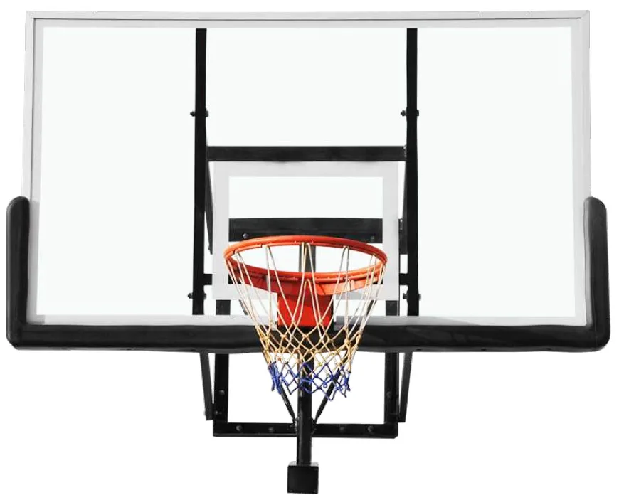 High qualtity 12mm thickness PU padding tempered glass safety basketball board with ring