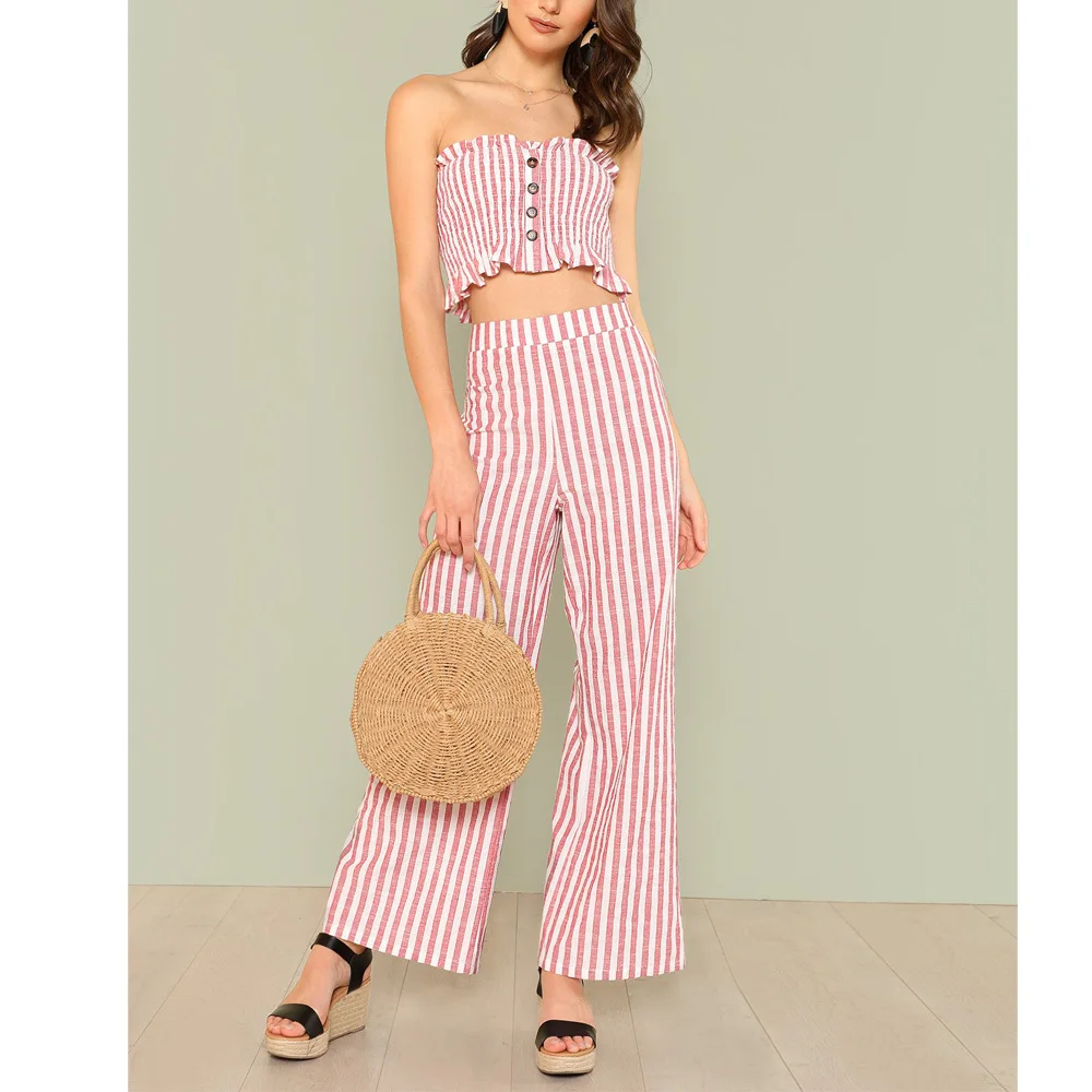stripe palazzo trouser pants women