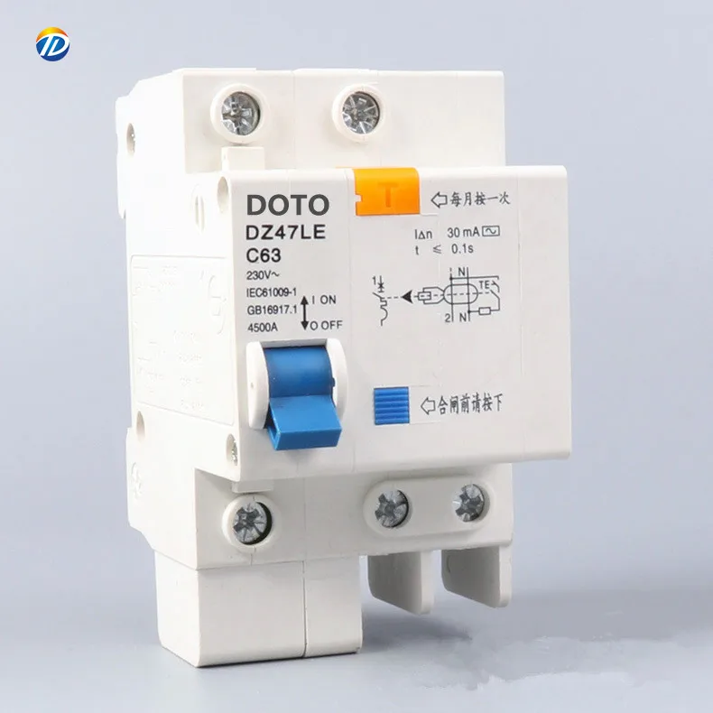 DOTO 1P 6A 10A 16A 20A 32A 40A 63A Earth Leakage Circuit Breaker Rccb/elcb/rcd RCBO