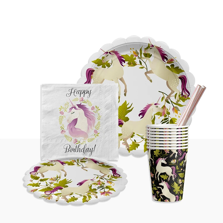 YR Happy  Birthday Disposable tableware set party supplies paper plates, napkins