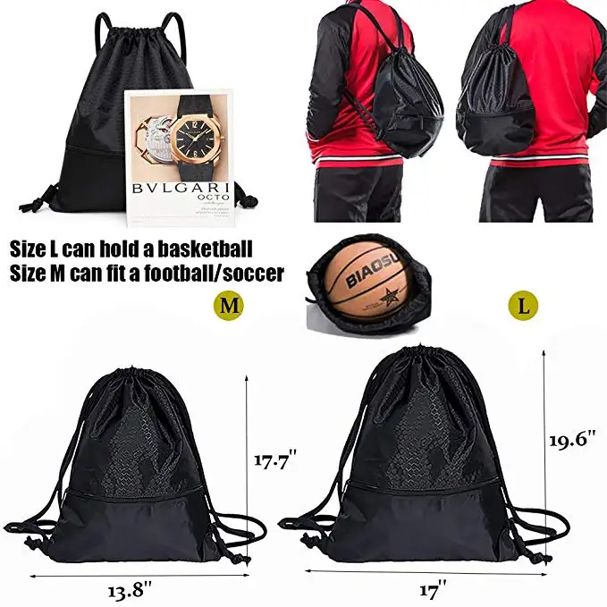 Custom logo premium sport backpack men,microfiber waterproof recycled nylon polyester drawstring backpack zipper bag