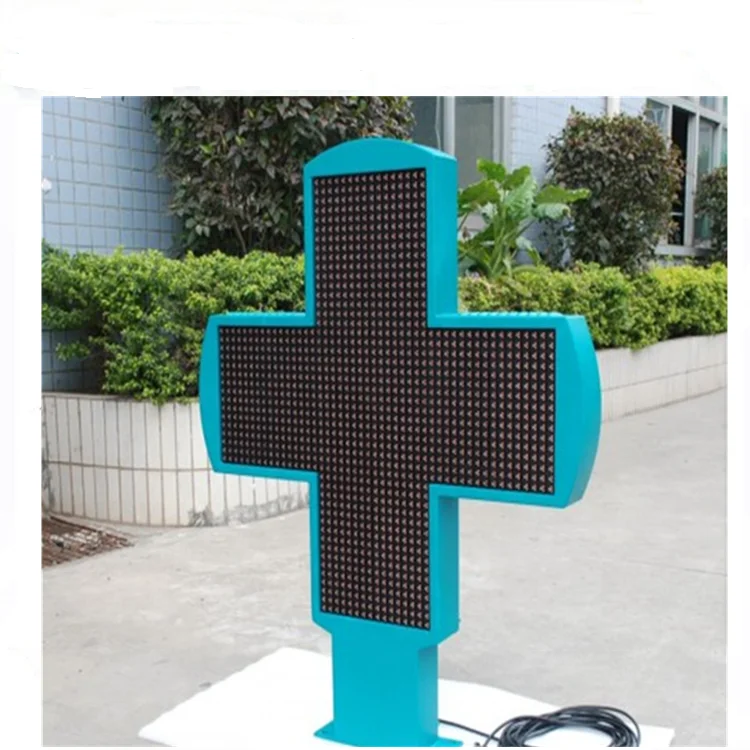 Green and Blue Bicolor LED Pharmacy Cross