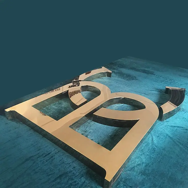  3D металлические гальванические медные бронзовые буквы Канальные светодиодные односторонние маленькие