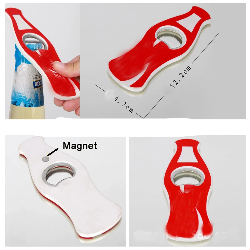 Promotion Custom Logo Coca Plastic Bottle Opener/Eco-Friendly  Metal  Beer Opener With Fridge Magnet