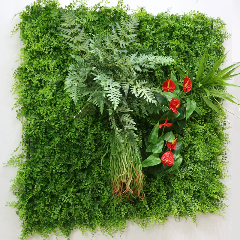 Latest Custom Artificial Exterior Living Wall Backdrop Interior Green Walls Fake Foliage Plant Wall for Office or Home Decor
