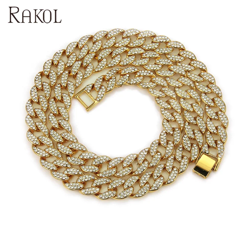 RAKOL HN009 в стиле хип-хоп ювелирные изделия льдом 14 карат позолоченный кристалл КУБИНСКИЙ звено цепи для мужчин маленькие золотые кольца