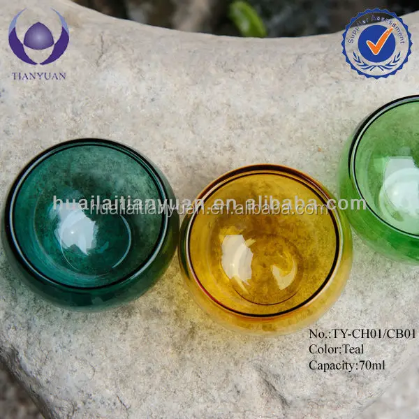 heat resistant hand made colored glass tea sets