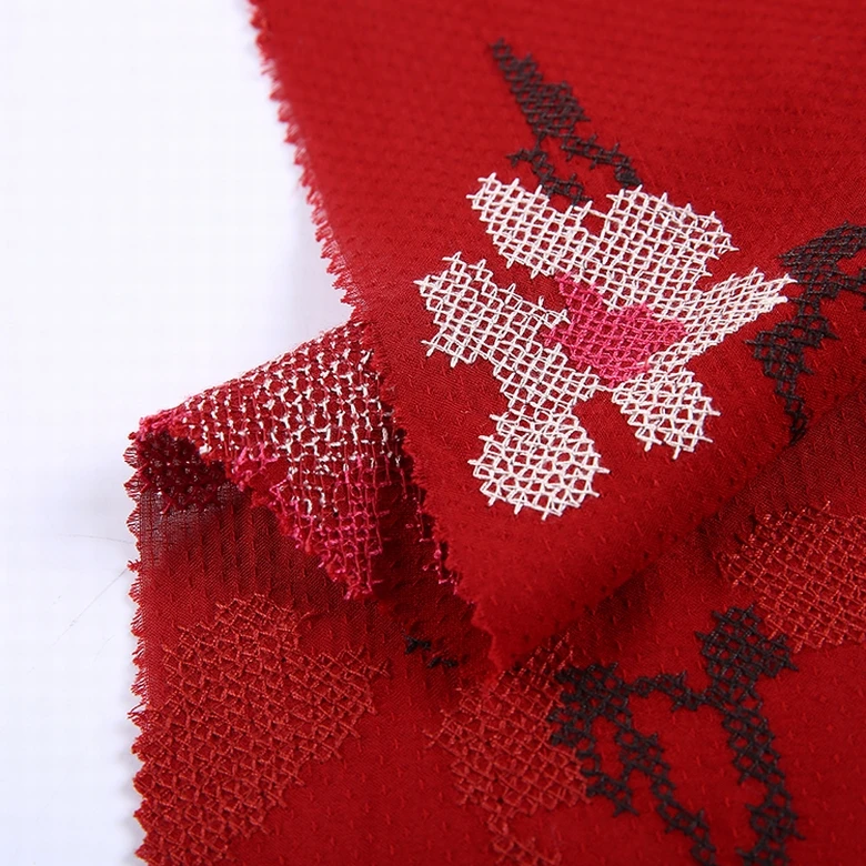 HA-14645B Shaoxing textile all over embroidery floral rayon viscose fabric wholesale