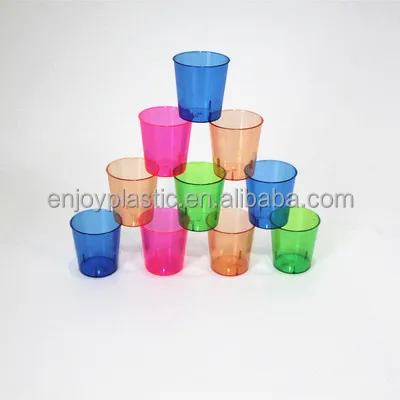 30ml small plastic tumbler  in neon colors disposable shot cup mini wine glass