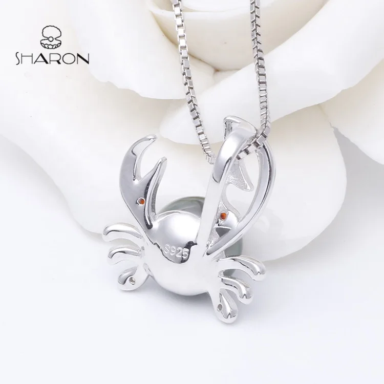 Animal Series Freshwater Pearl Pendant Cute Crab Sterling Silver Cultured Pearl Necklace Price