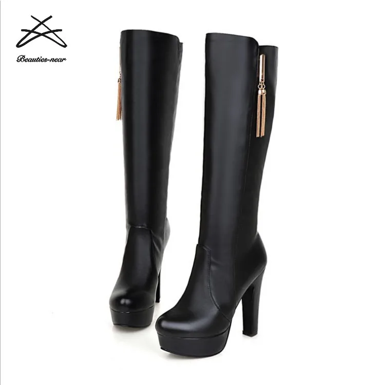 PU Leather long boots rain boots customized wholesale Woman Knee Boots