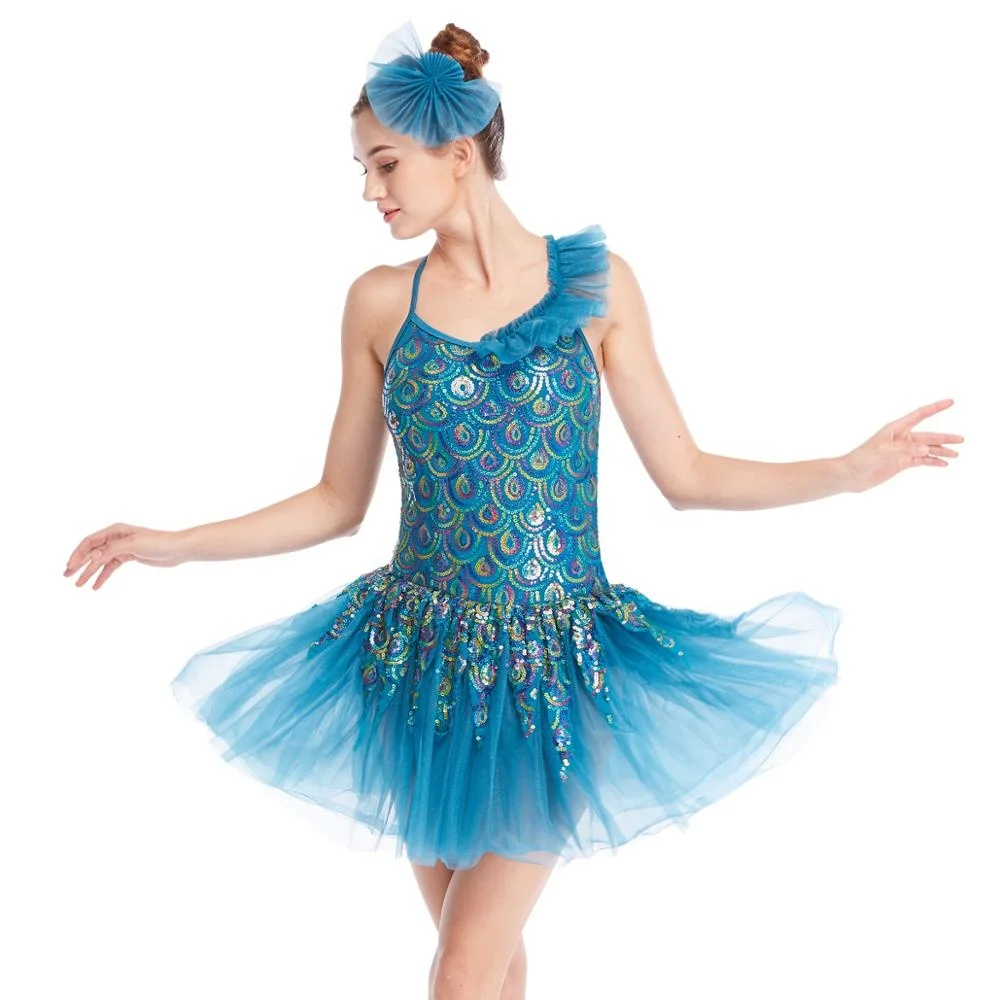 Romantic Theme Peacock Sequins Ballet Costume Tutu Dress Performance Wear Whole Sell Tutus Dresses