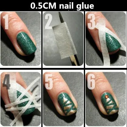 Creative Nail stickers tape masking tape to make nail polish tool pattern effect is awesome 17
