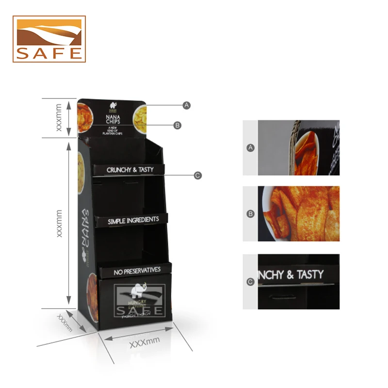 
Portable pop Cardboard Shelf food retail Store Advertising paper Floor pos Display Stand/rack for supermarket 