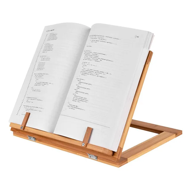 Premium adjustable Bamboo Book Stand, solid wooden book holder