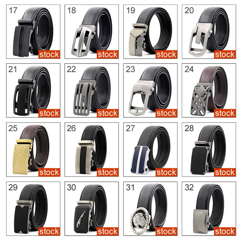 Custom Made Mens Black Cow Genuine Leather Ratchet Sliding Automatic Auto Lock Buckle Belt