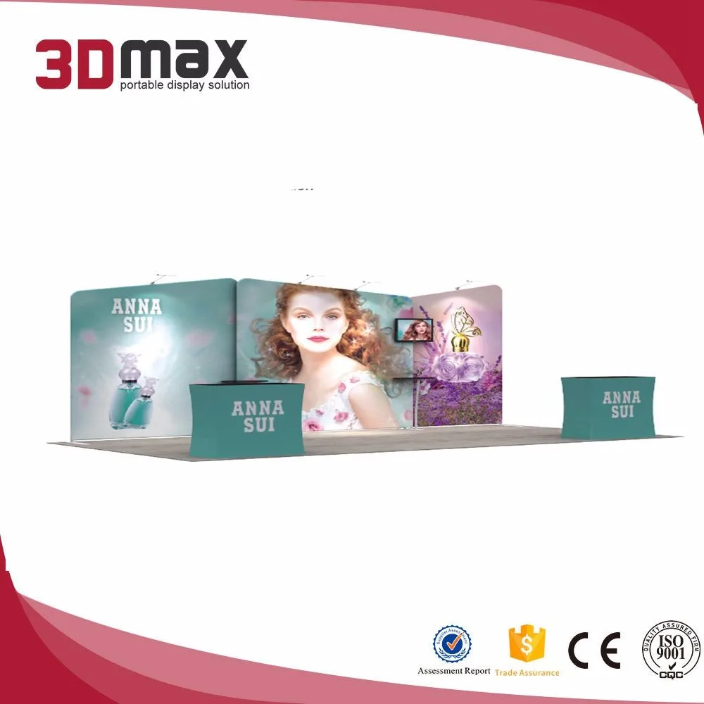 3D Max Customized 10ft Straight Photo Booth Backdrop Free Standing Printed Tension Fabric Backdrop Wall Advertising Stand Banner