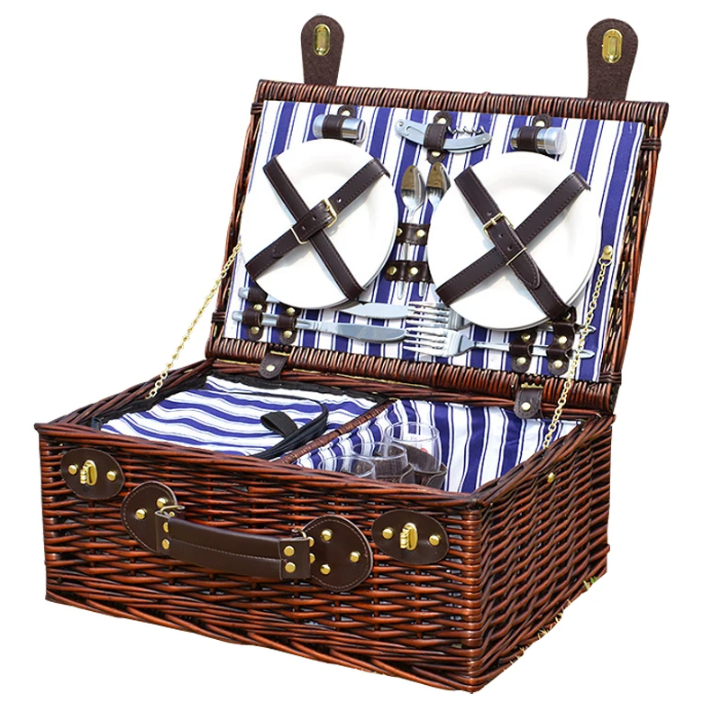 wholesale beatiful 4 persons wicker picnic BBQ basket