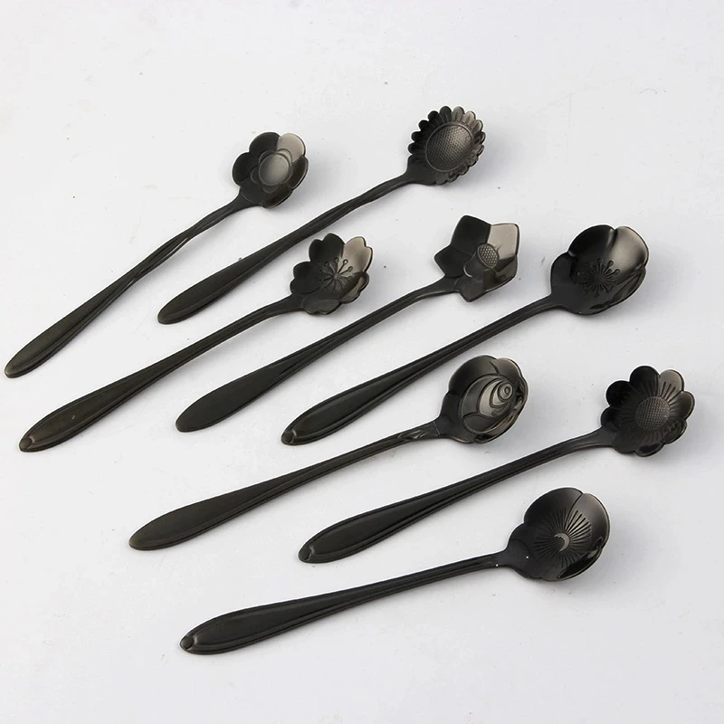 Flower Shape Rose Gold Stainless Steel Coffee Mixing Spoons for Promotion