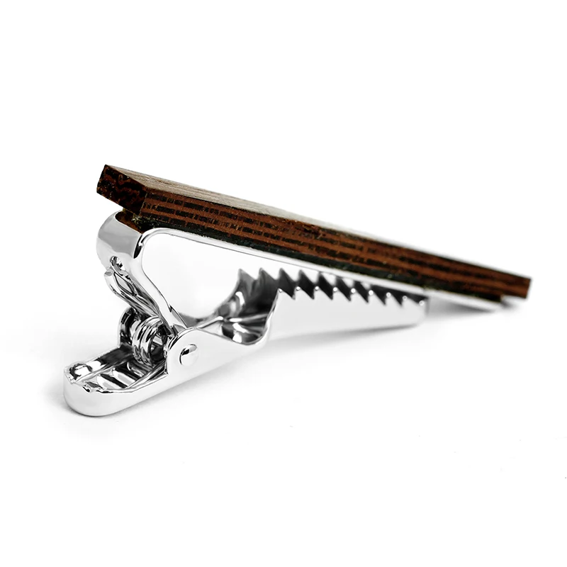 Wooden Tie Clip Silver Wood Tie Bars