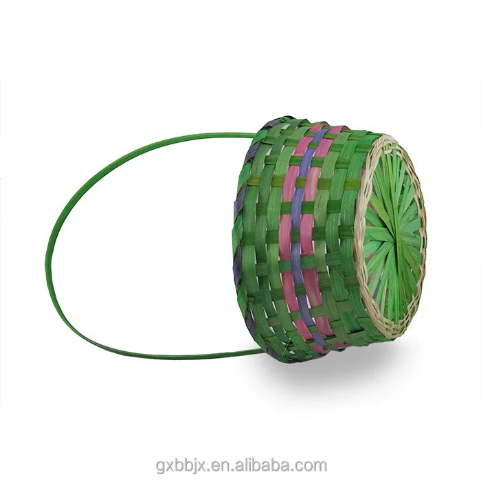 15' Wholesale Hand-woven Round Rainbow Bamboo Easter Baskets With Handle
