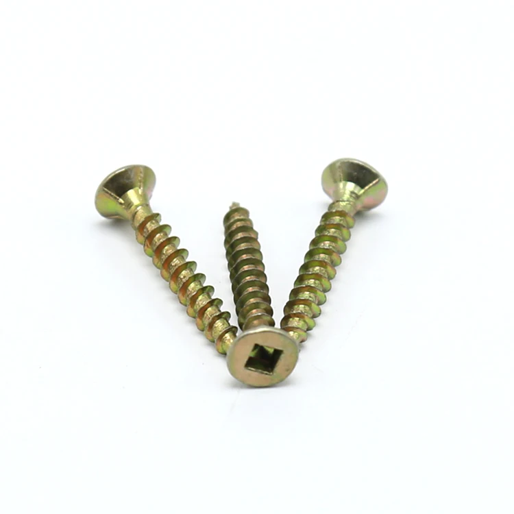 Yellow Passivated square Countersunk double CSK head wood chipboard Screws for wood furniture