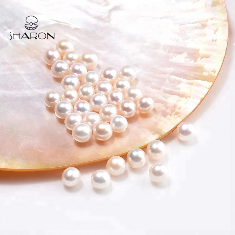 6.5-7mm Natural Cultured Freshwater White Round Loose Pearl Beads