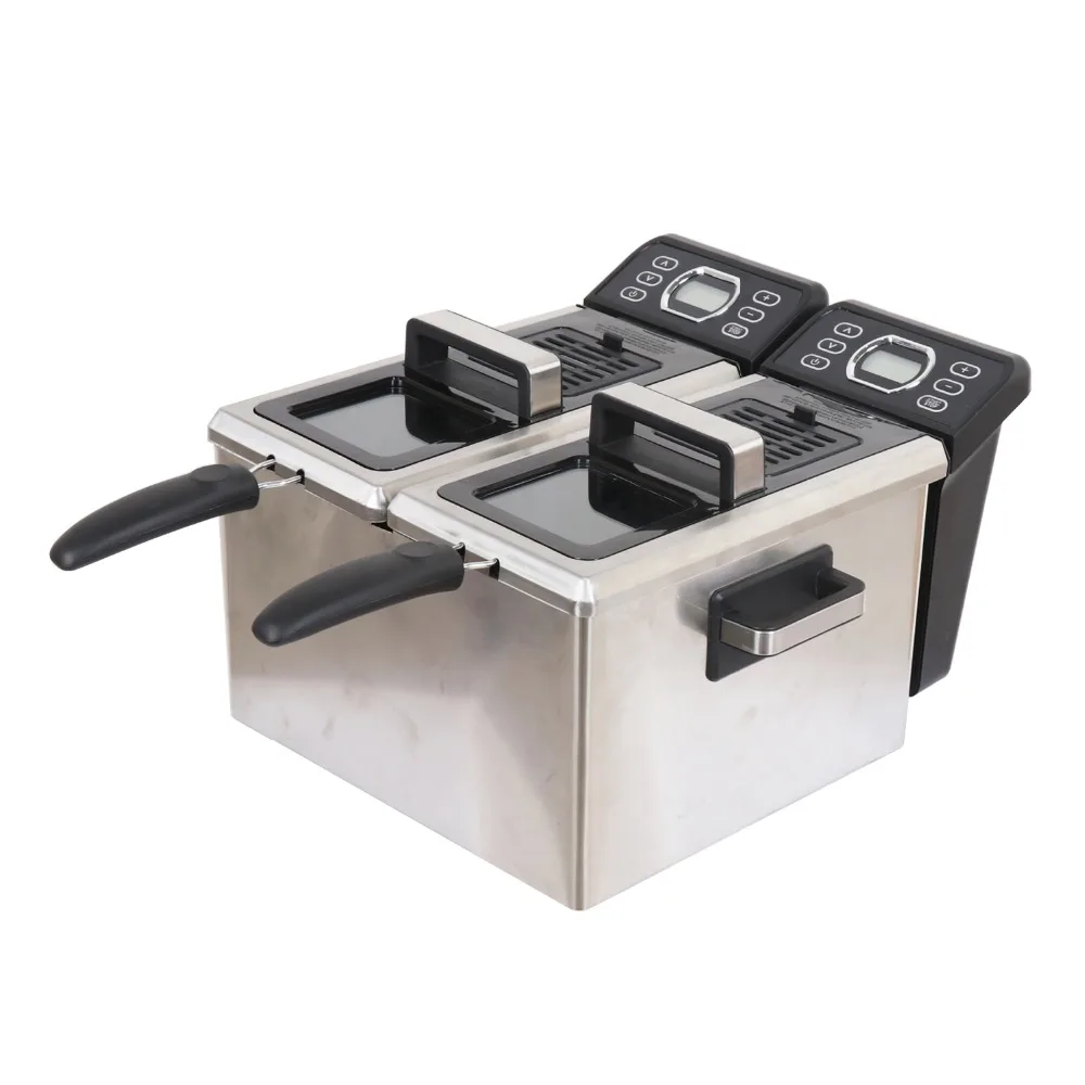 Double Tank with 2 baskets Digital Deep fryer Stainless Steel Housing