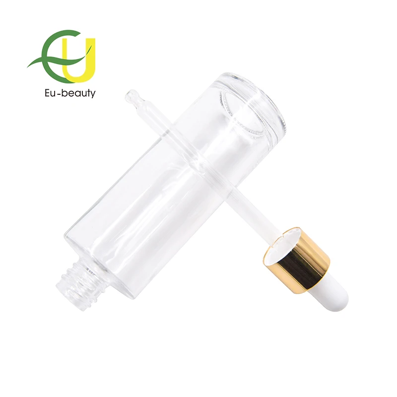 
30ml 60ml 100ml cylinder burgundy glass bottle, shiny gold glass dropper pipette 