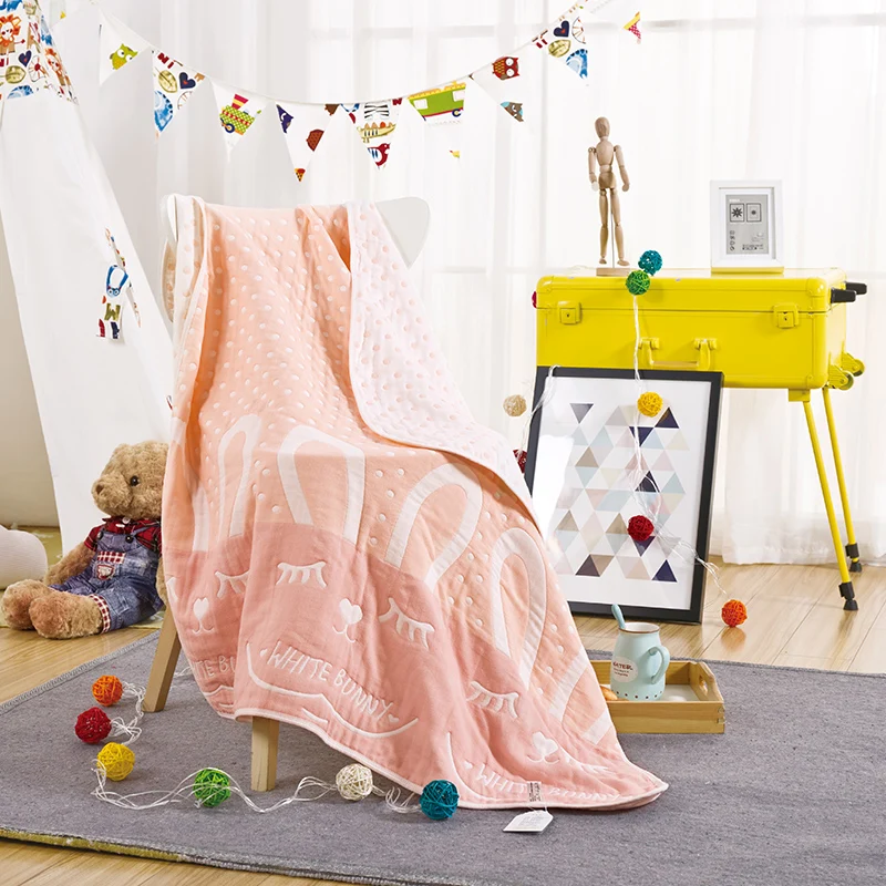 
100% cotton bath 5 layers gauze cotton baby blanket 