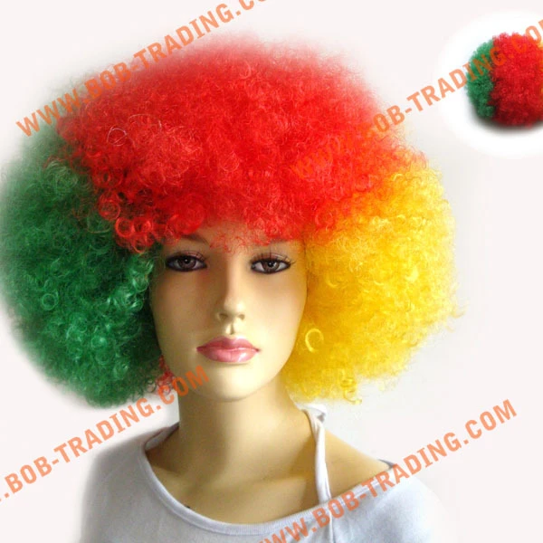 cheap football fans wig,party wig,crazy wig dread lock hair extension football products