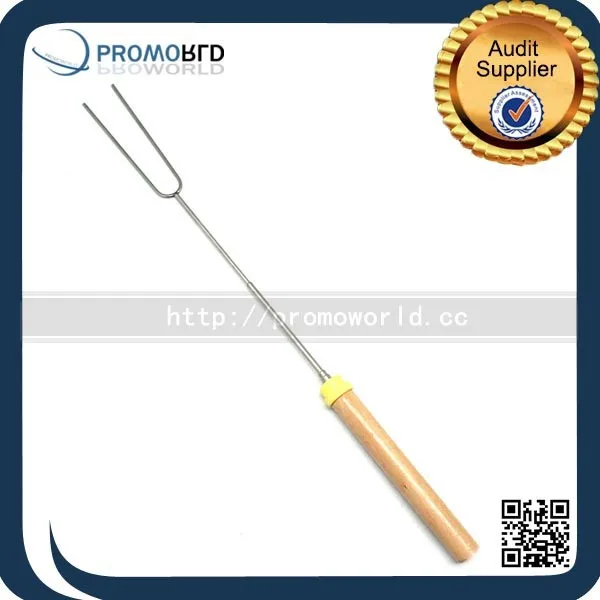 Из нержавеющей стали барбекю вилка деревянной ручкой телескопическая вилка