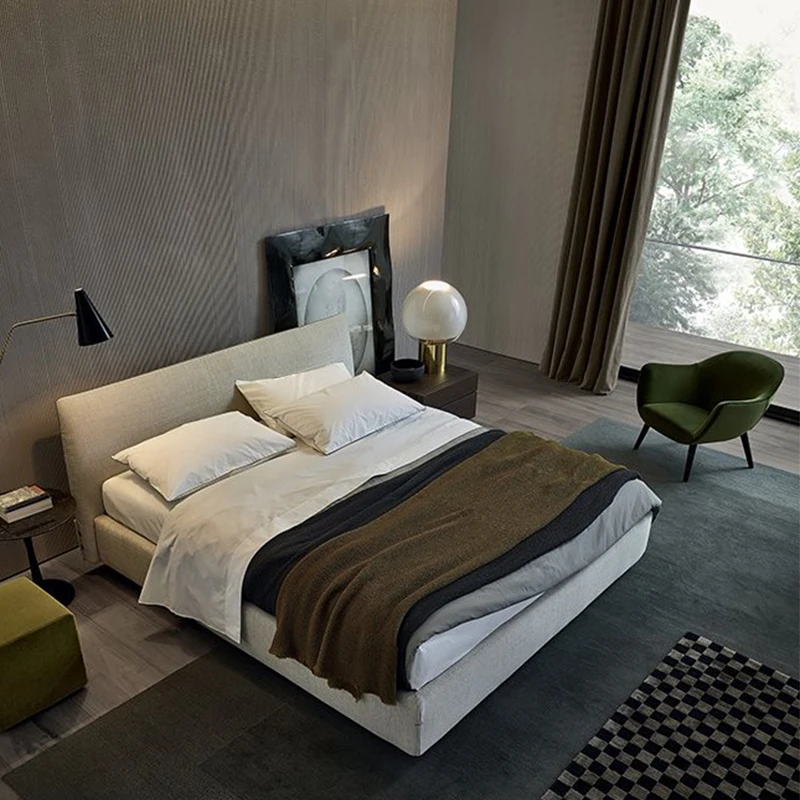 Manufacturer Customized Latest design bed Double queen Soft Bed Simple Design Wooden Fabric Bed king size bedroom furniture