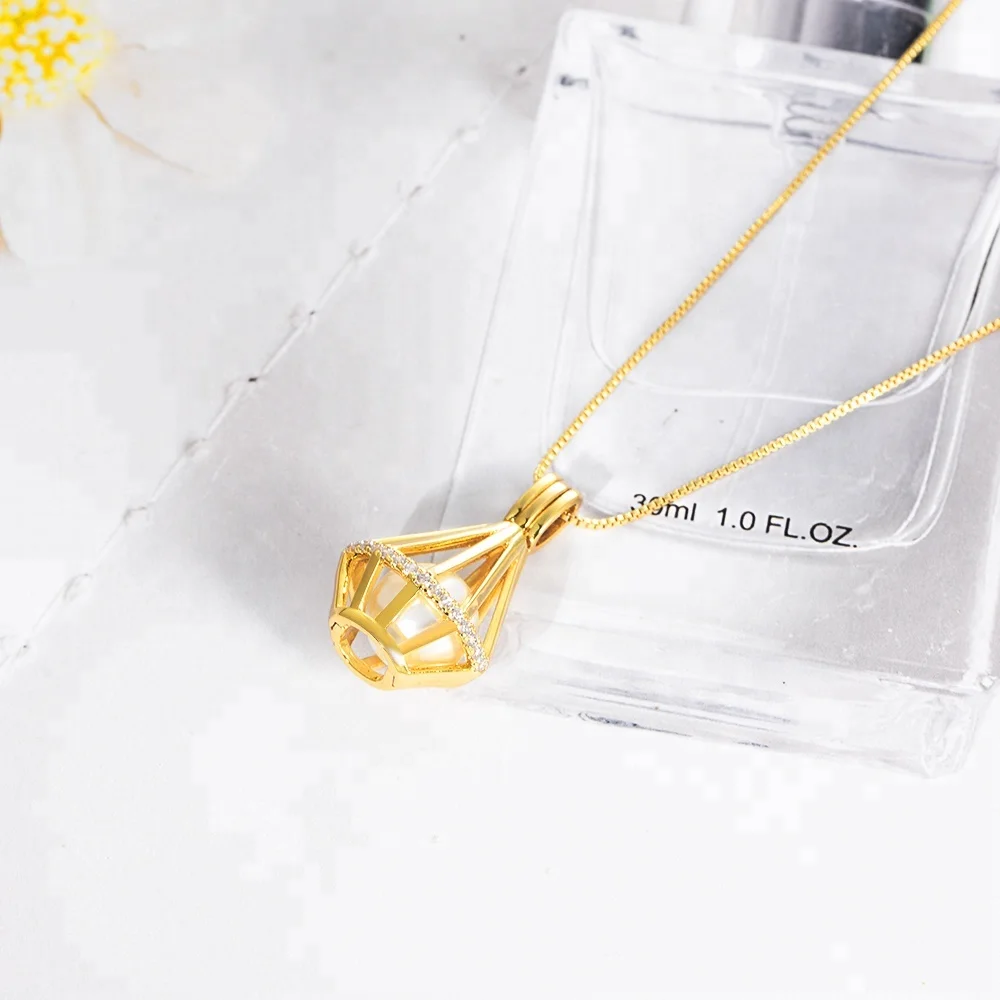 Wholesale Custom Fine Jewelry Manufacturer 925 Sterling Silver Pearl Bird Cage Pendant