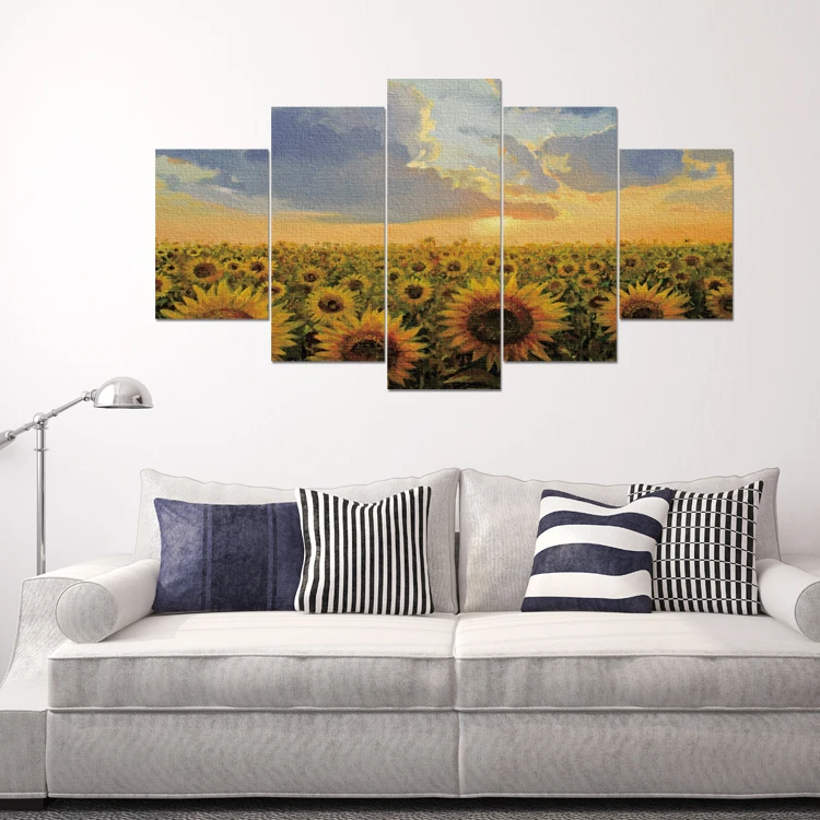 Modern art sunflowers 5-piece canvas oil painting beautiful picture wall art painting