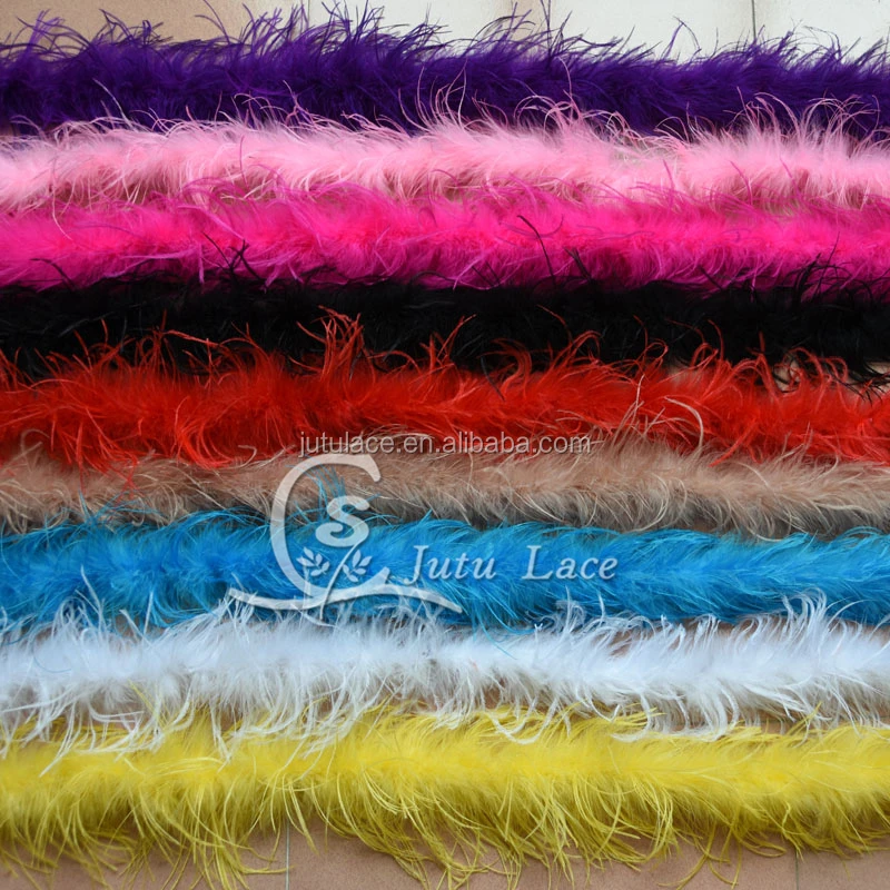 Decorative garment accessory artificial curly ostrich feather 2 Yards in bundle -colored ostrich feathers