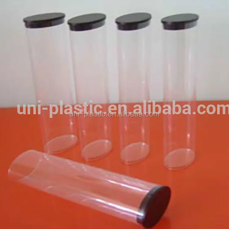 Factiry Price Transparent Pvc Clear Oval Plastic Pp Tube Packaging Tube With Black Pp Plug