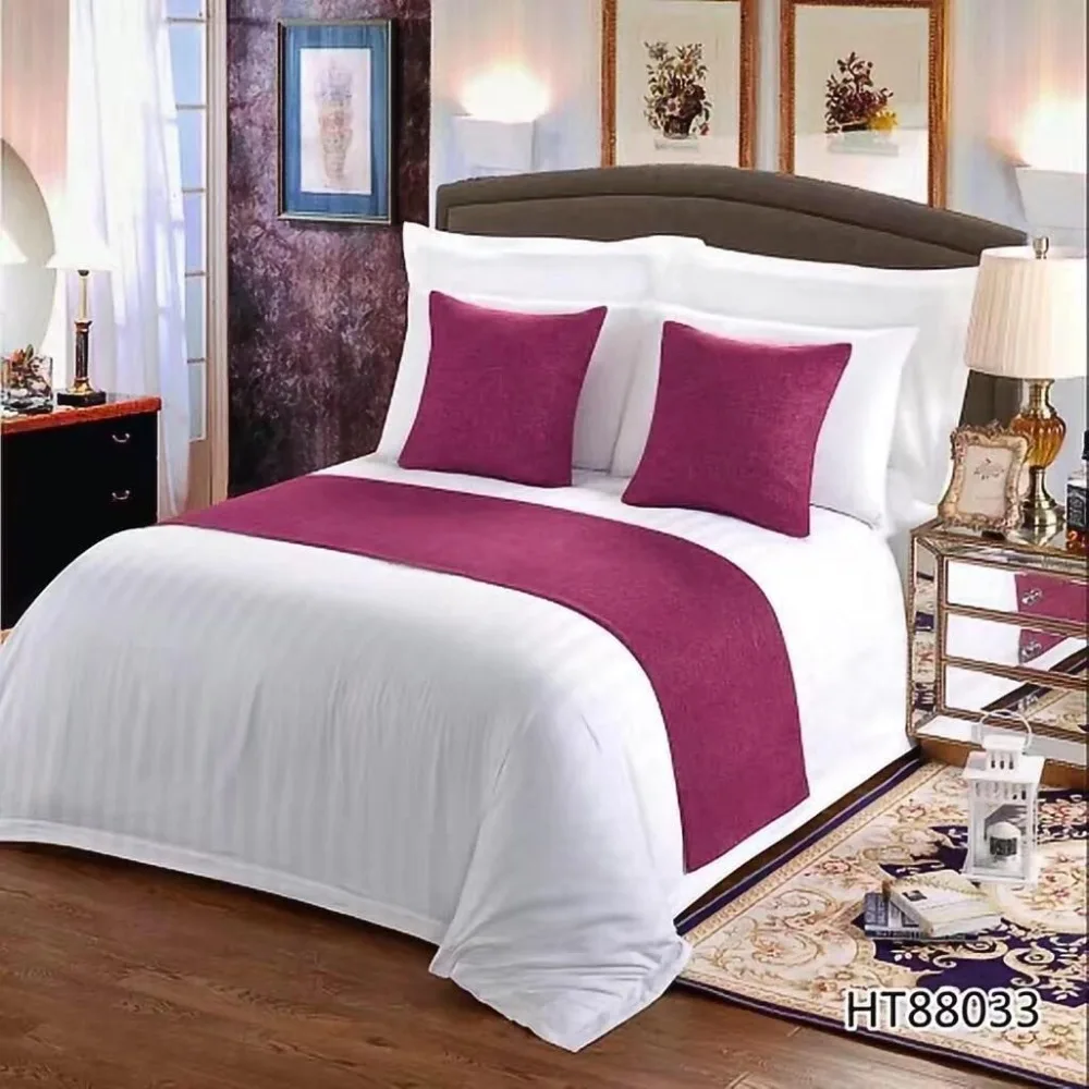 Orange Custom decorative king size luxury bed runner for hotel