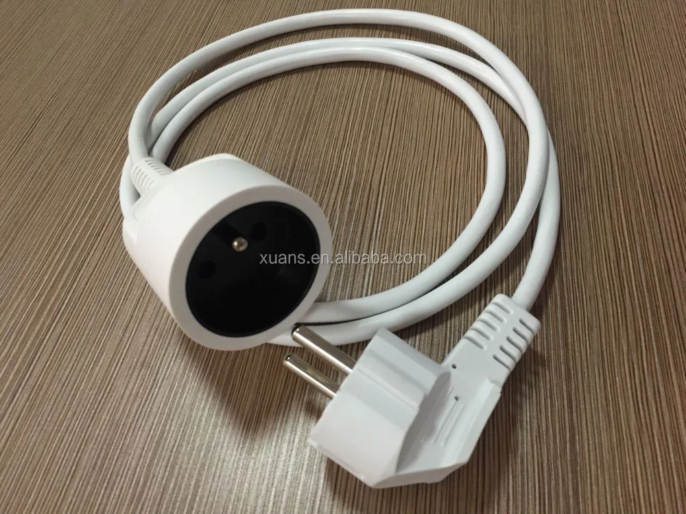 CE NF approval french type h05vv-f 3g1.0mm2 IP20 schuko power extension cord
