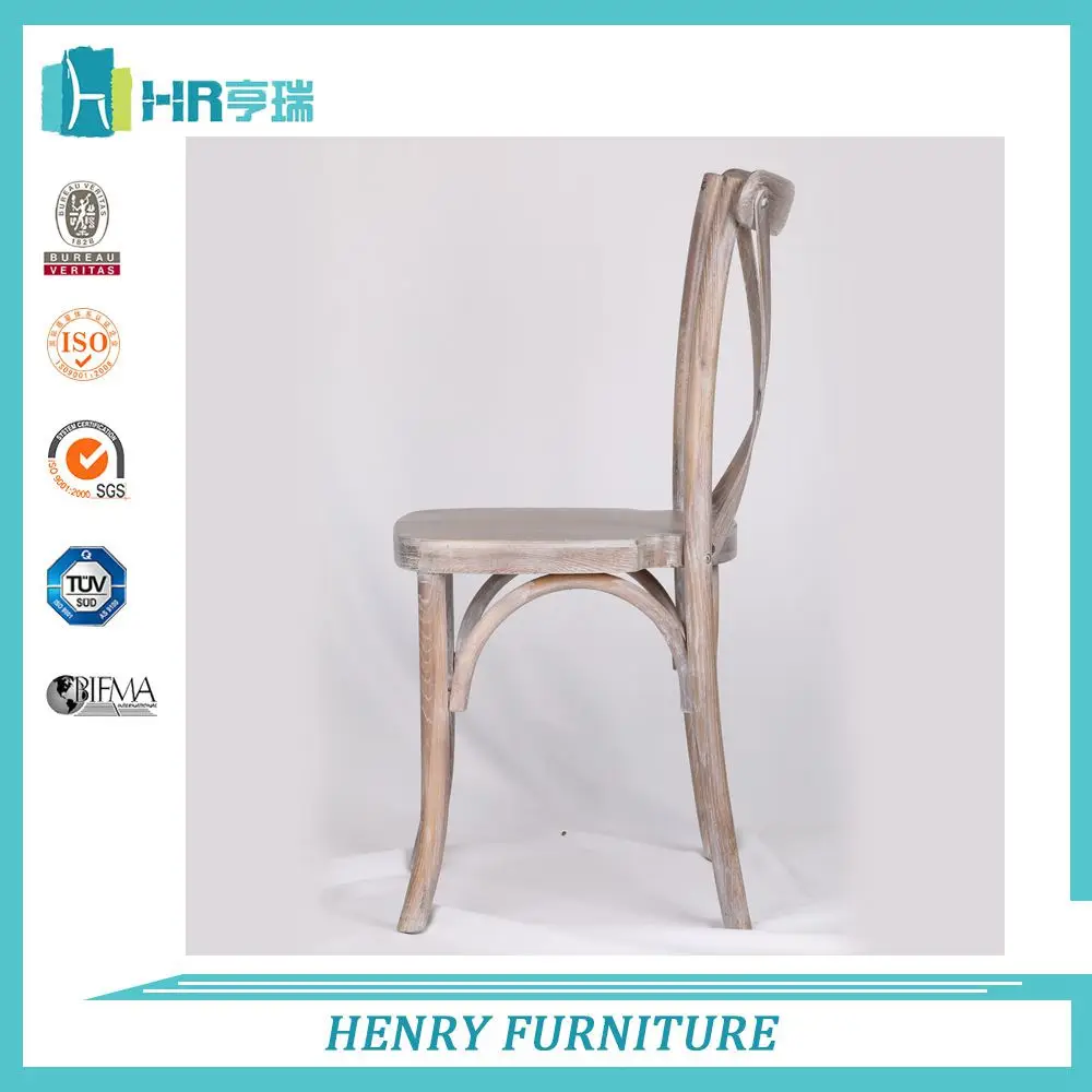 Oak wood flat seat rustic white dining cross back chair