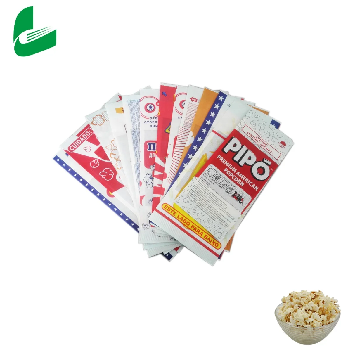 Huafeng custom biodegradable printing greaseproof food grade microwave popcorn paper bags