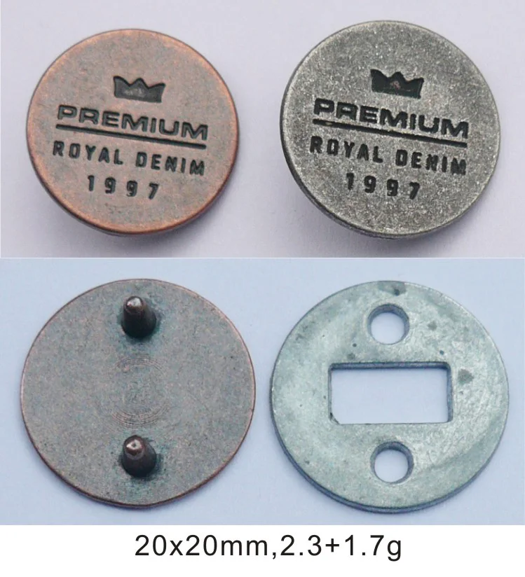 20mm diameter customized anti copper metal  brand label logo badge