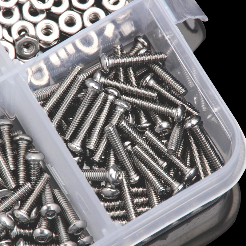 Urlwall Stainless Steel Hexagon Socket Head Cap Screws Hex Bolts Washer Nut Assortment Kit