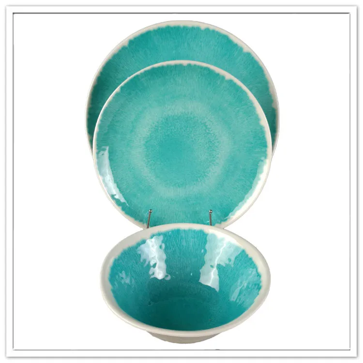 blue color 12 piece Sealife Design (Cobalt Crab) dinner set melamine tableware