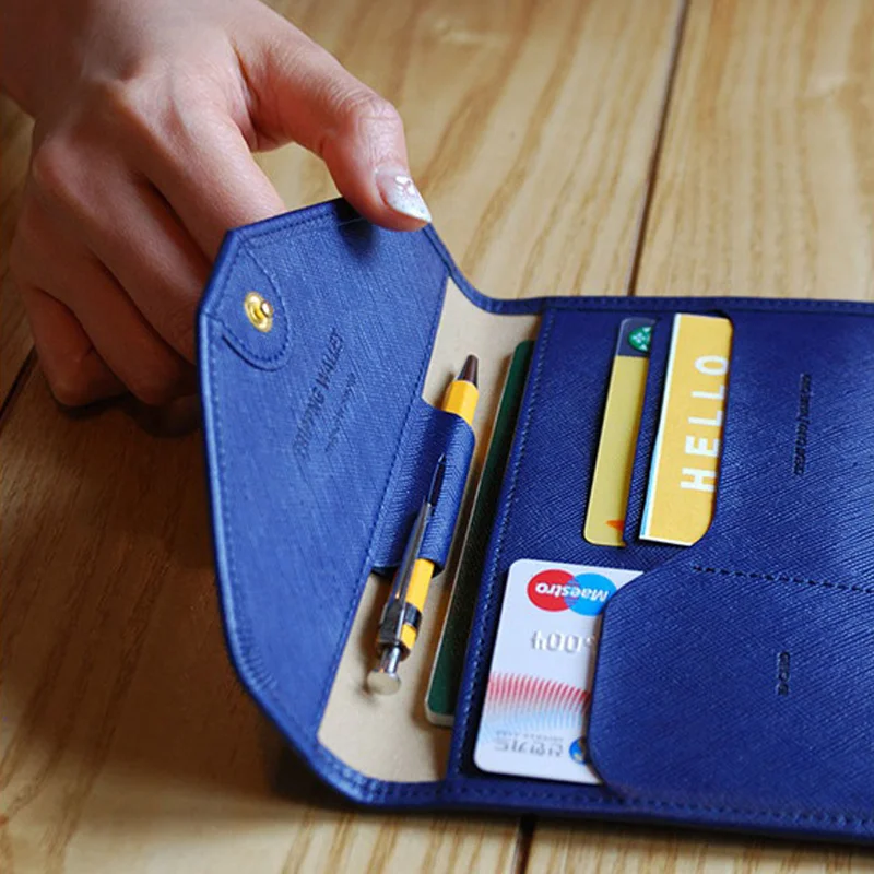 Online Store PU Leather Tri-fold Travel Passport Wallet /Travel Wallet Case For Passport